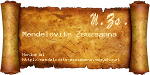 Mendelovits Zsuzsanna névjegykártya